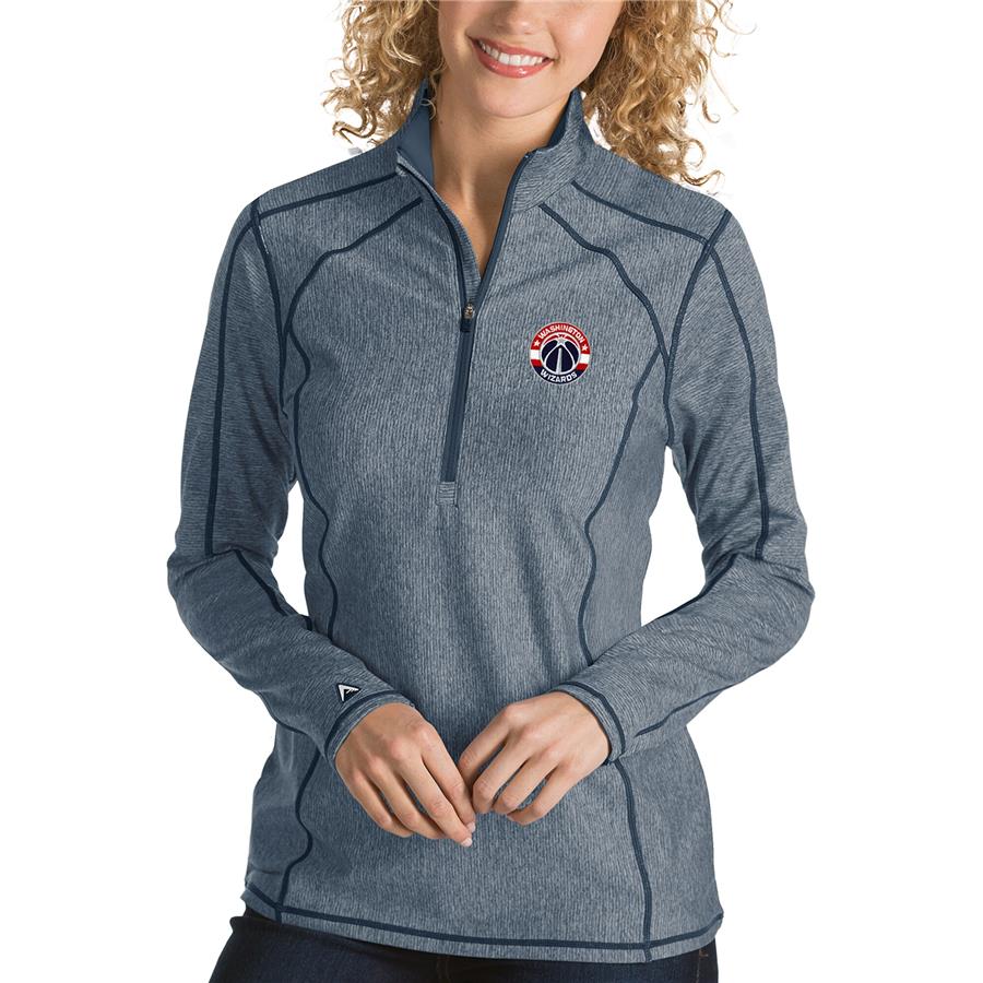 Washington Wizards Antigua Women's Tempo Half-Zip Pullover Jacket - Heather Navy