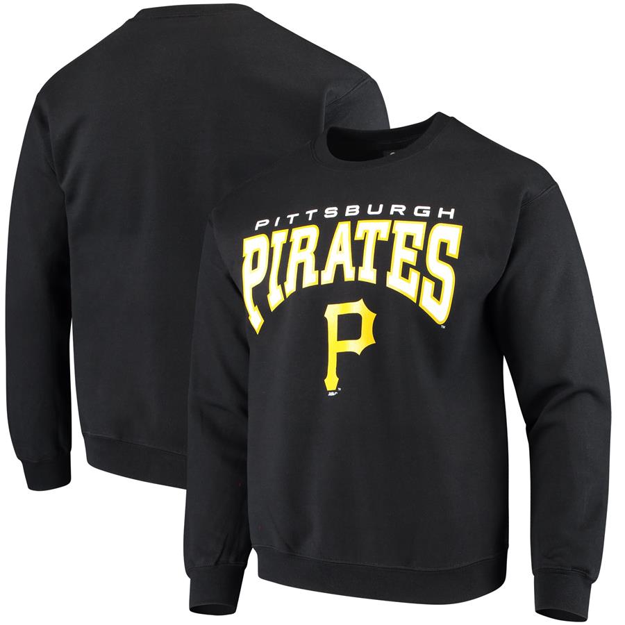 Pittsburgh Pirates Stitches Pullover Crew Sweatshirt - Black