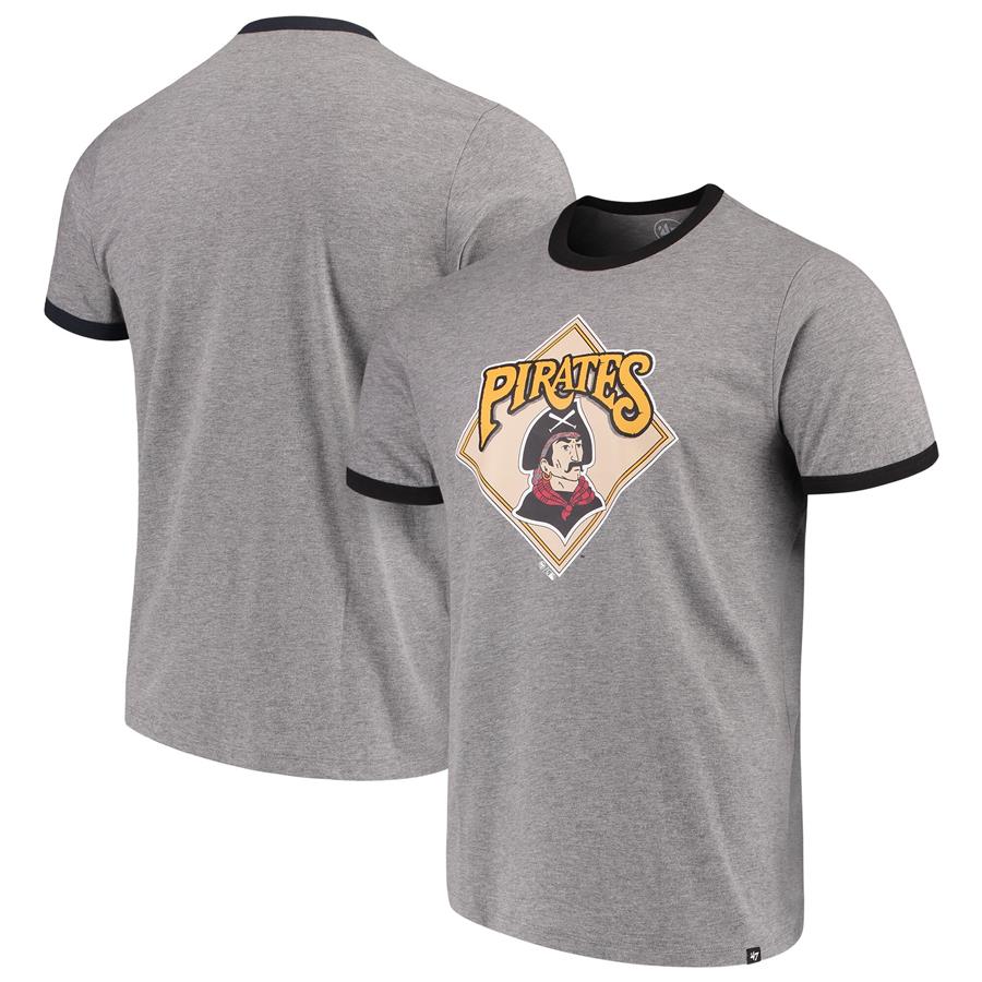Pittsburgh Pirates '47 Archive Ringer T-Shirt - Gray