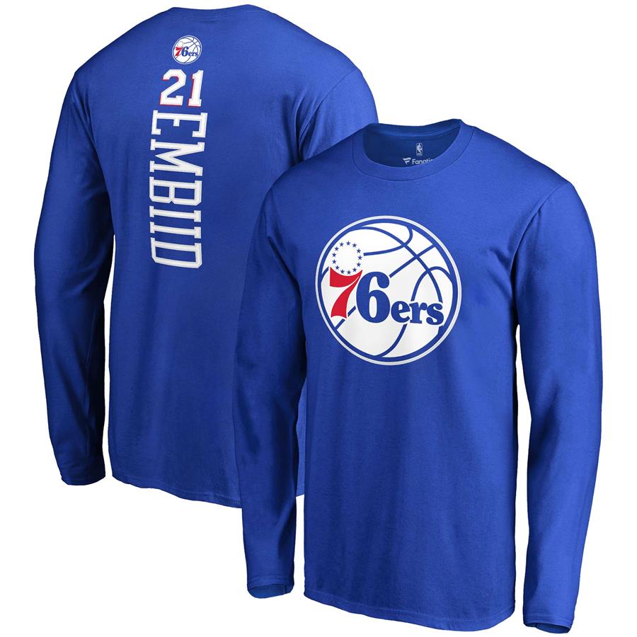 Joel Embiid Philadelphia 76ers Fanatics Branded Backer Name & Number Long Sleeve T-Shirt - Royal