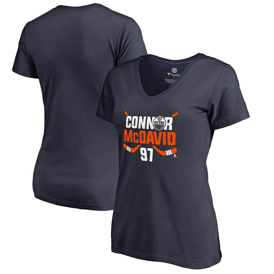 Connor McDavid Edmonton Oilers Fanatics Branded Women's Hometown Collection CM97 V-Neck T-Shirt - Navy