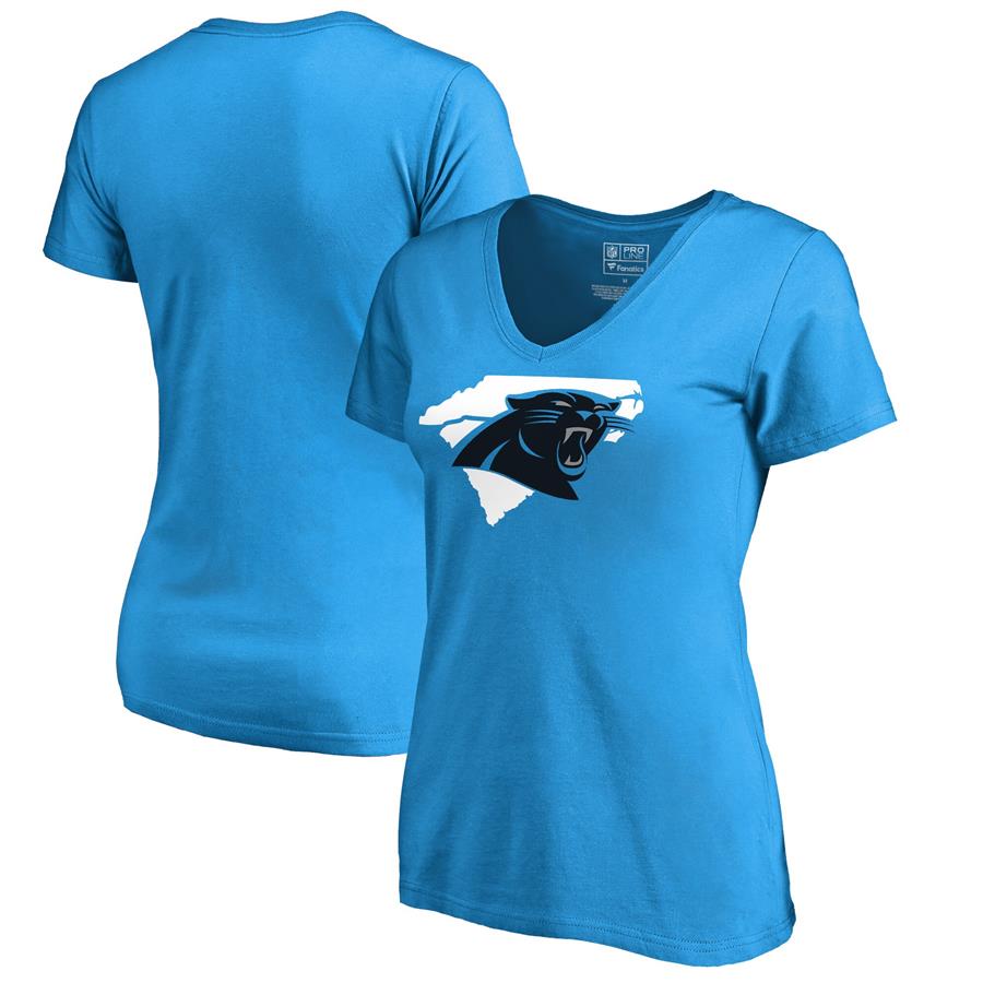 Carolina Panthers NFL Pro Line by Fanatics Branded Women's Hometown Collection V-Neck T-Shirt - Blue