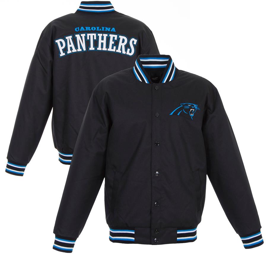 Carolina Panthers JH Design Poly Twill Varsity Jacket - Black