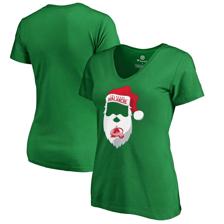 Colorado Avalanche Fanatics Branded Women's Jolly Slim Fit V-Neck T-Shirt - Kelly Green