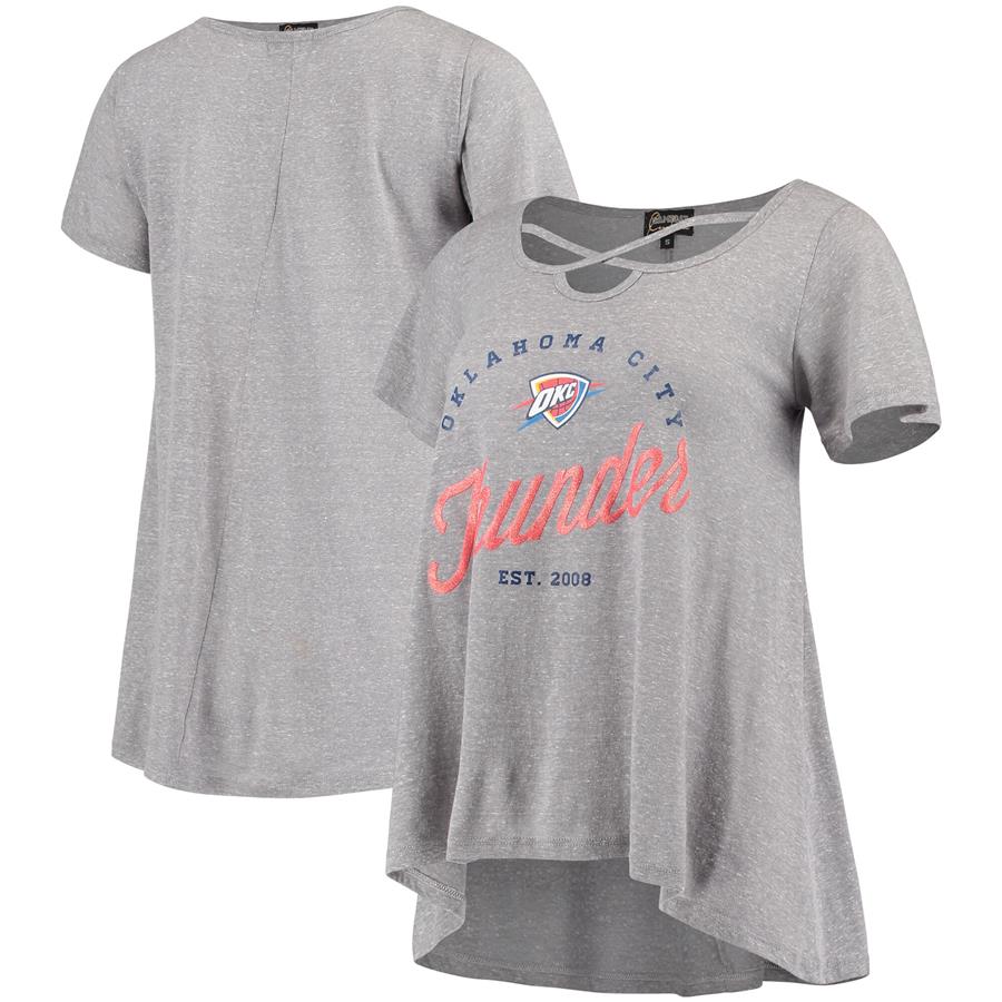 Oklahoma City Thunder Women's Criss Cross Front Tri-Blend T-Shirt - Gray