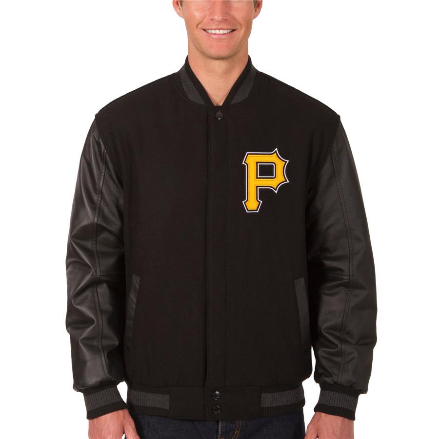 Pittsburgh Pirates JH Design Wool & Leather Reversible Jacket - Black