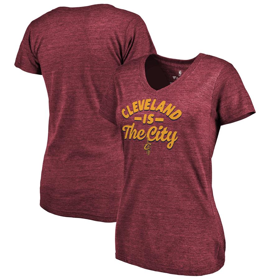 Cleveland Cavaliers Fanatics Branded Women's Cle is the City Hometown Collection Tri-Blend T-Shirt - Wine