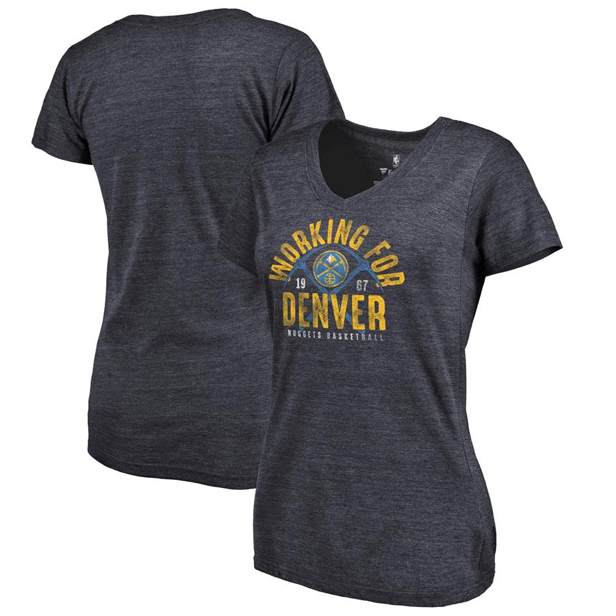 Denver Nuggets Fanatics Branded Women's Working for Denver Hometown Collection Tri-Blend T-Shirt - Navy