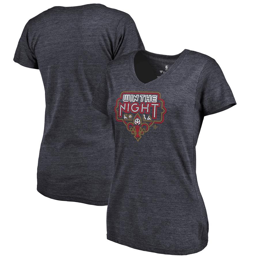 New Orleans Pelicans Fanatics Branded Women's Win the Night Hometown Collection Tri-Blend T-Shirt - Navy