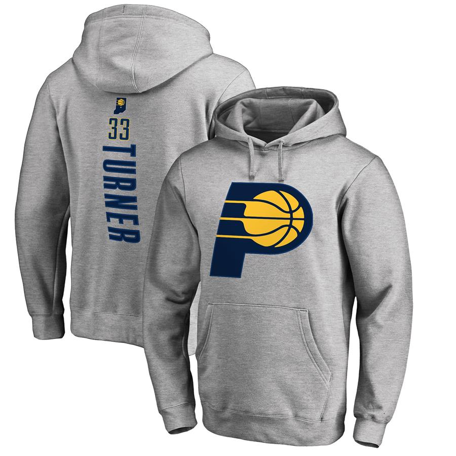 Худи Myles Turner Indiana Pacers Fanatics Branded Backer Name and Number (серый меланж)