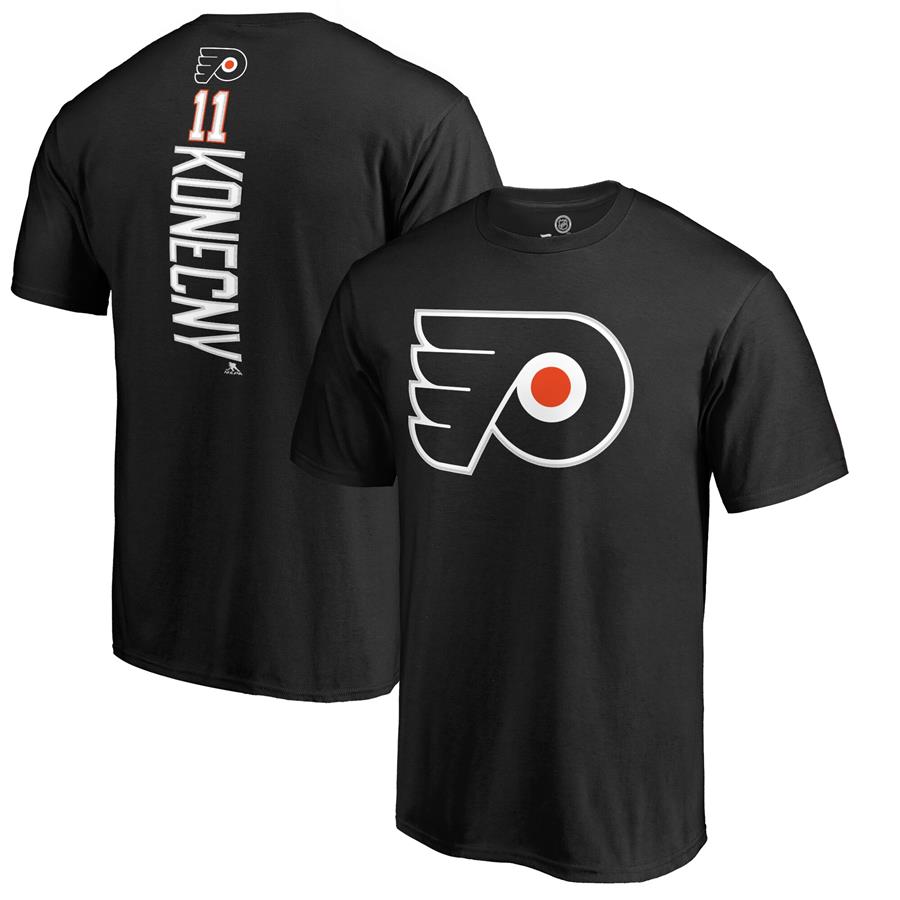 Travis Konecny Philadelphia Flyers Fanatics Branded Team Logo Backer Name & Number T-Shirt - Black