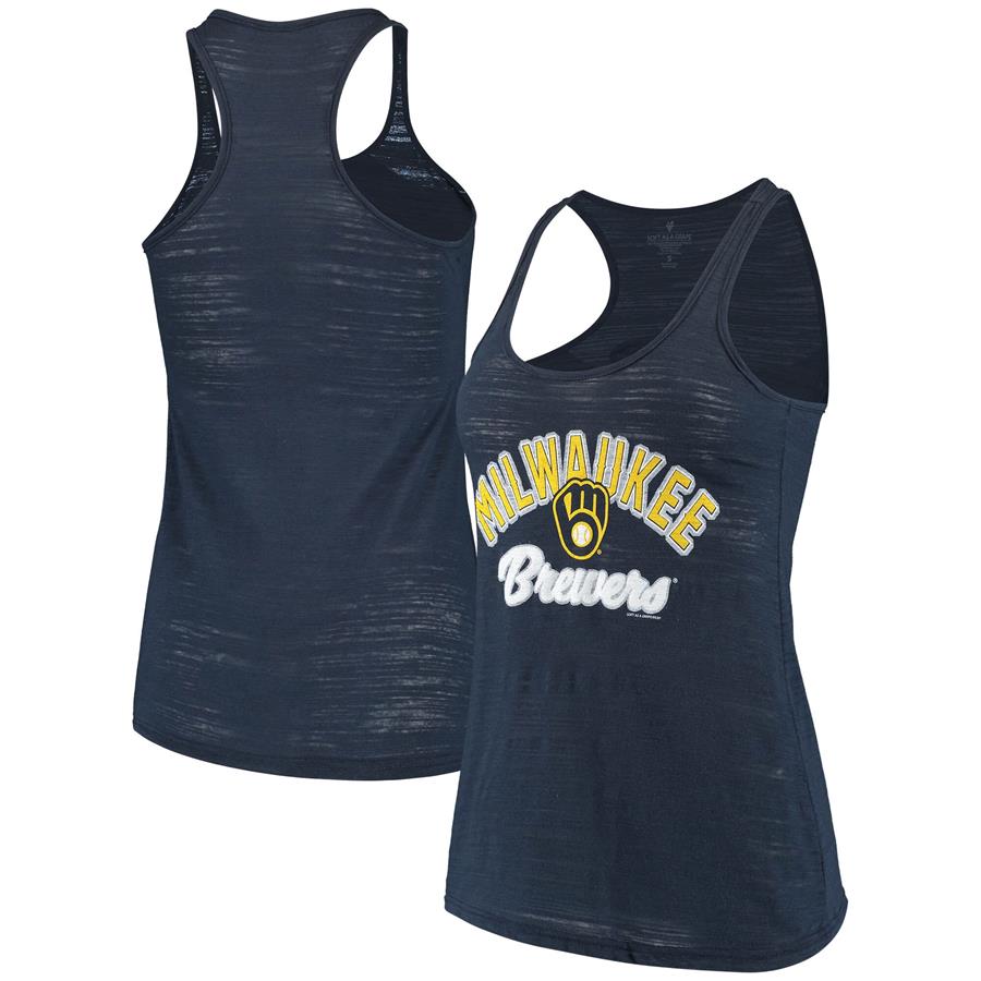 Milwaukee Brewers Soft as a Grape Women's Multicount Racerback Tank Top - Navy