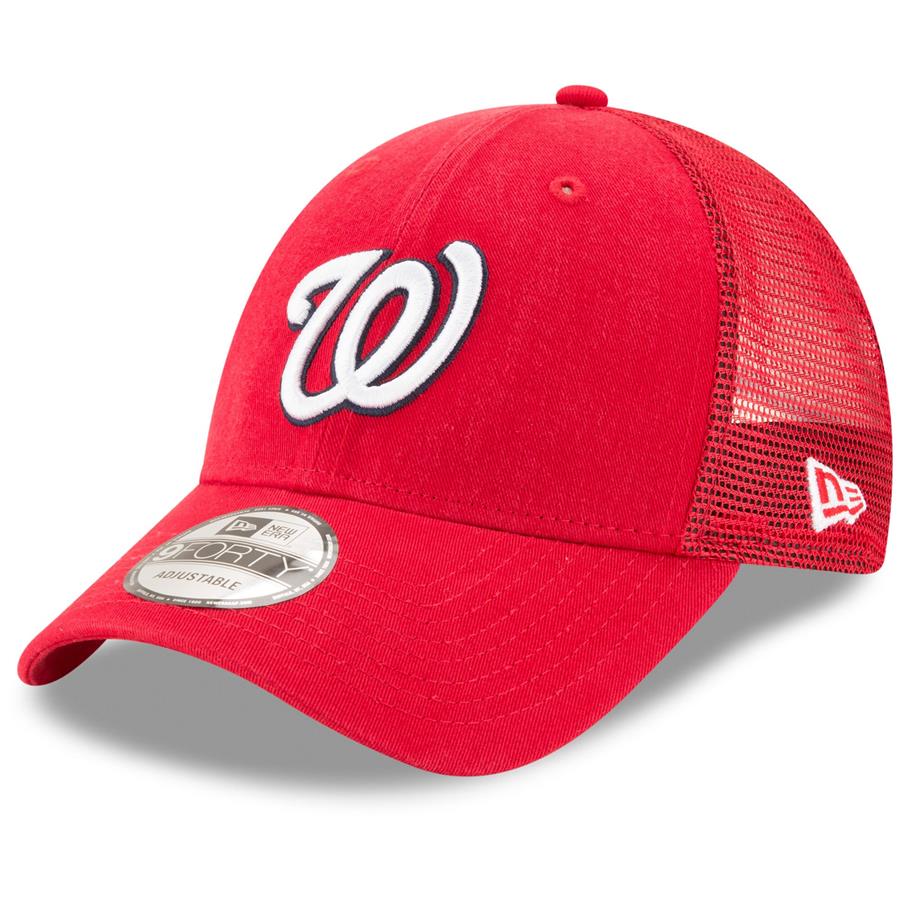 Washington Nationals New Era Trucker 9FORTY Adjustable Snapback Hat - Red