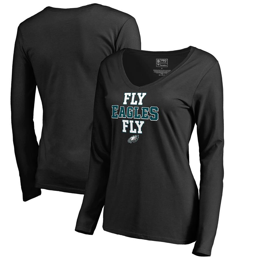 Philadelphia Eagles NFL Pro Line by Fanatics Branded Women's Hometown Collection Fly Eagles Fly Long Sleeve T-Shirt - Black