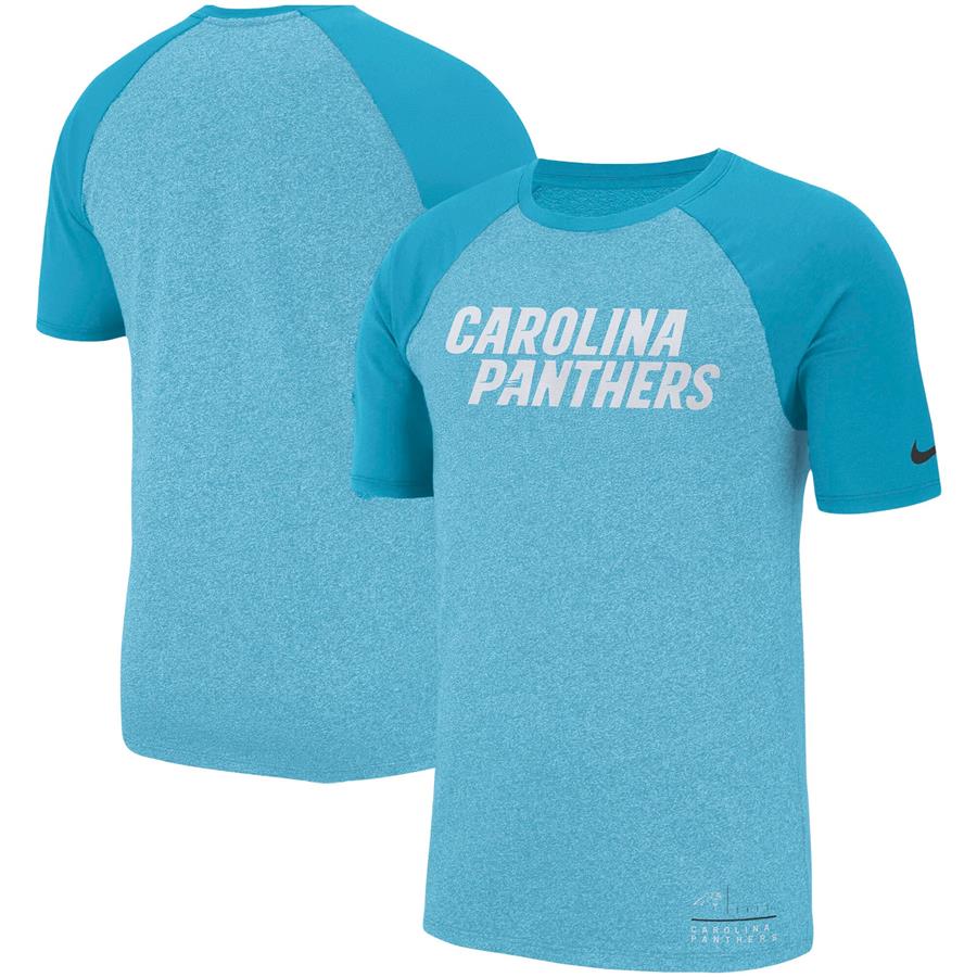 Carolina Panthers Nike Fan Gear Marled Raglan Performance T-Shirt - Heathered Blue