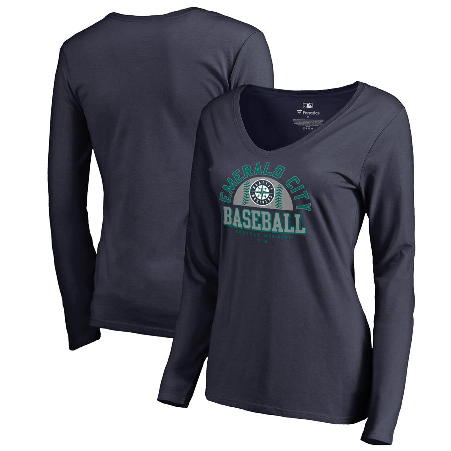 Seattle Mariners Fanatics Branded Women's Hometown Collection Cascadia Long Sleeve T-Shirt - Navy