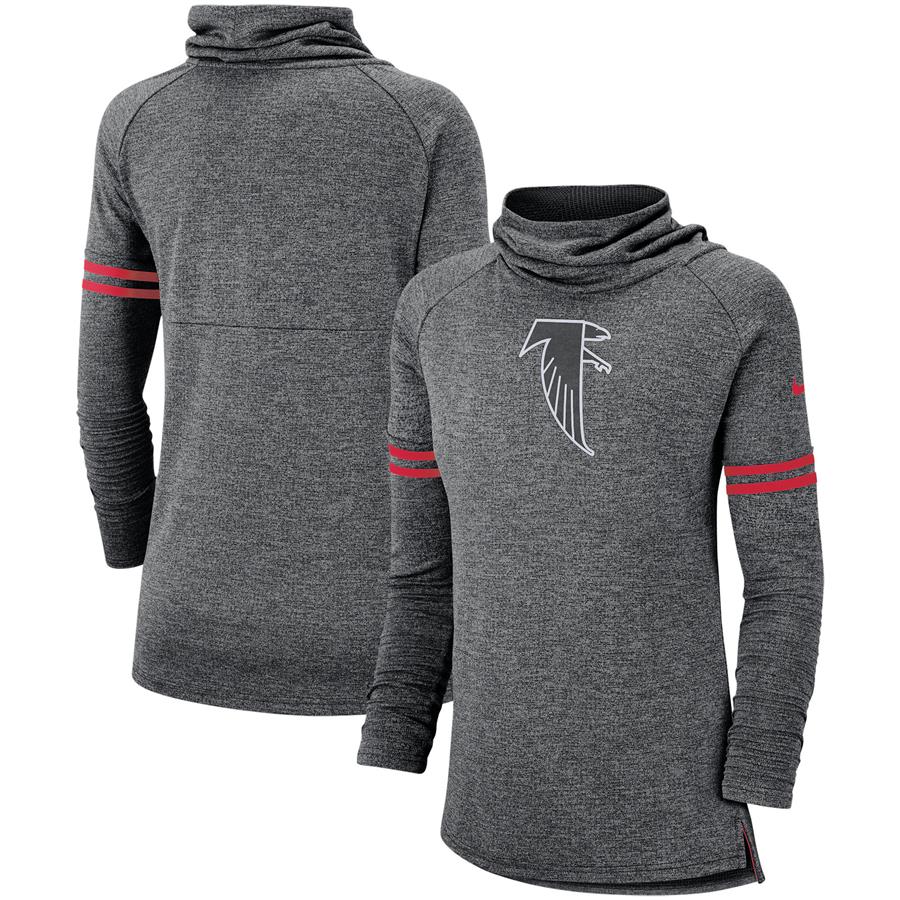 Atlanta Falcons Nike Women's Historic Marks Long Sleeve Tri-Blend Funnel Sweatshirt - Black