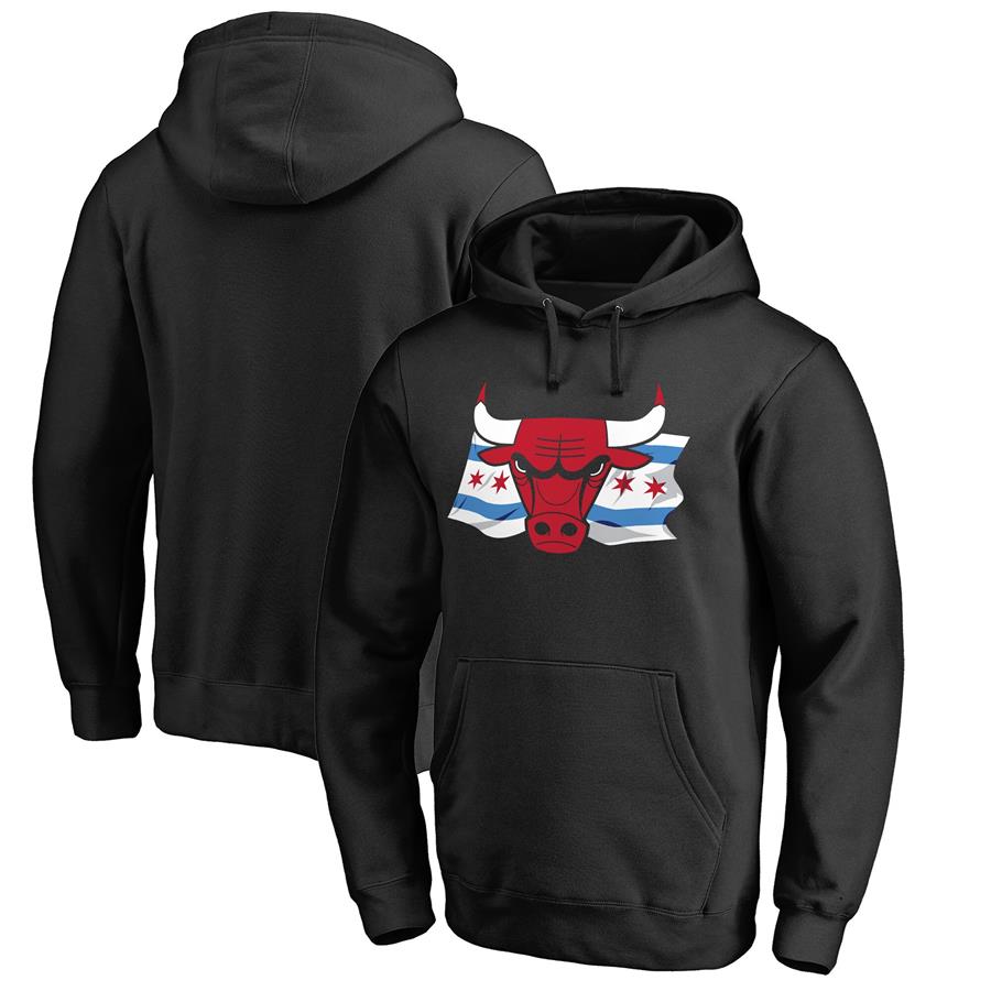 Chicago Bulls Fanatics Branded Hometown Collection Chicago Flag Pullover Hoodie - Black