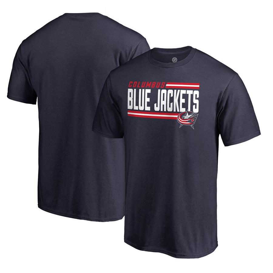 Columbus Blue Jackets Fanatics Branded Iconic Collection On Side Stripe T-Shirt - Navy