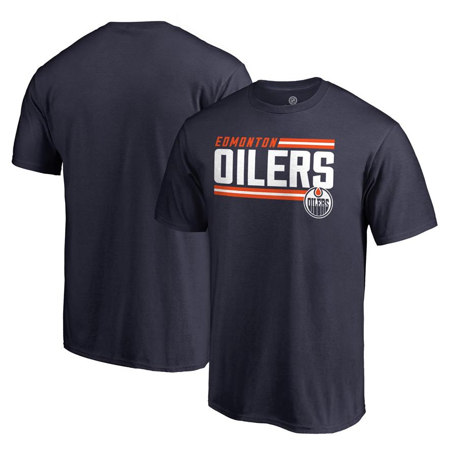 Edmonton Oilers Fanatics Branded Iconic Collection On Side Stripe T-Shirt - Navy