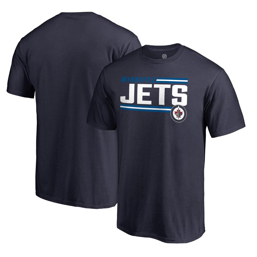 Winnipeg Jets Fanatics Branded Iconic Collection On Side Stripe T-Shirt - Navy