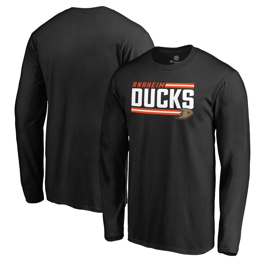 Anaheim Ducks Fanatics Branded Iconic Collection On Side Stripe Long Sleeve T-Shirt - Black