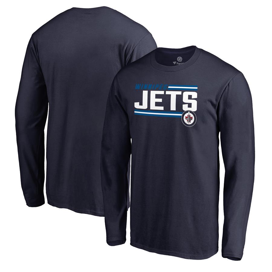 Winnipeg Jets Fanatics Branded Iconic Collection On Side Stripe Long Sleeve T-Shirt - Navy