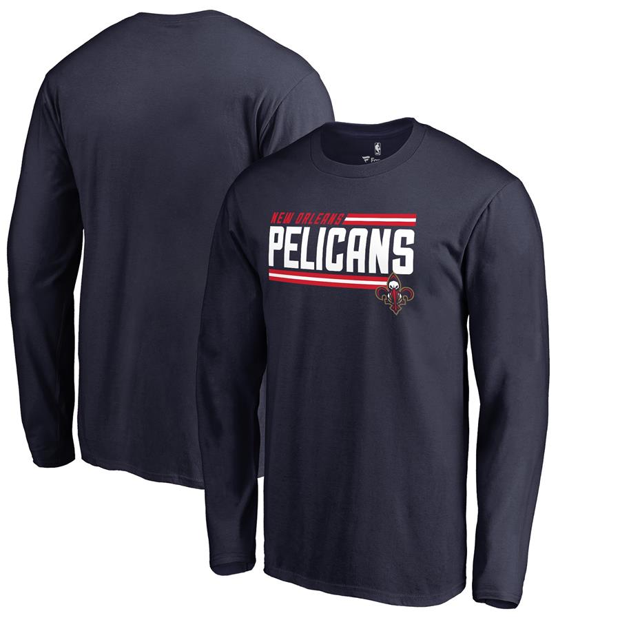 New Orleans Pelicans Fanatics Branded Onside Stripe Long Sleeve T-Shirt - Navy