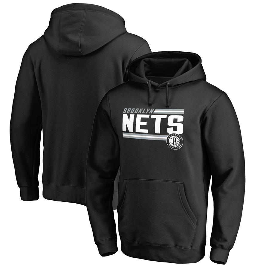 Brooklyn Nets Fanatics Branded Onside Stripe Pullover Hoodie - Black