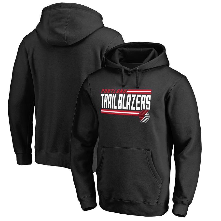 Portland Trail Blazers Fanatics Branded Onside Stripe Pullover Hoodie - Black