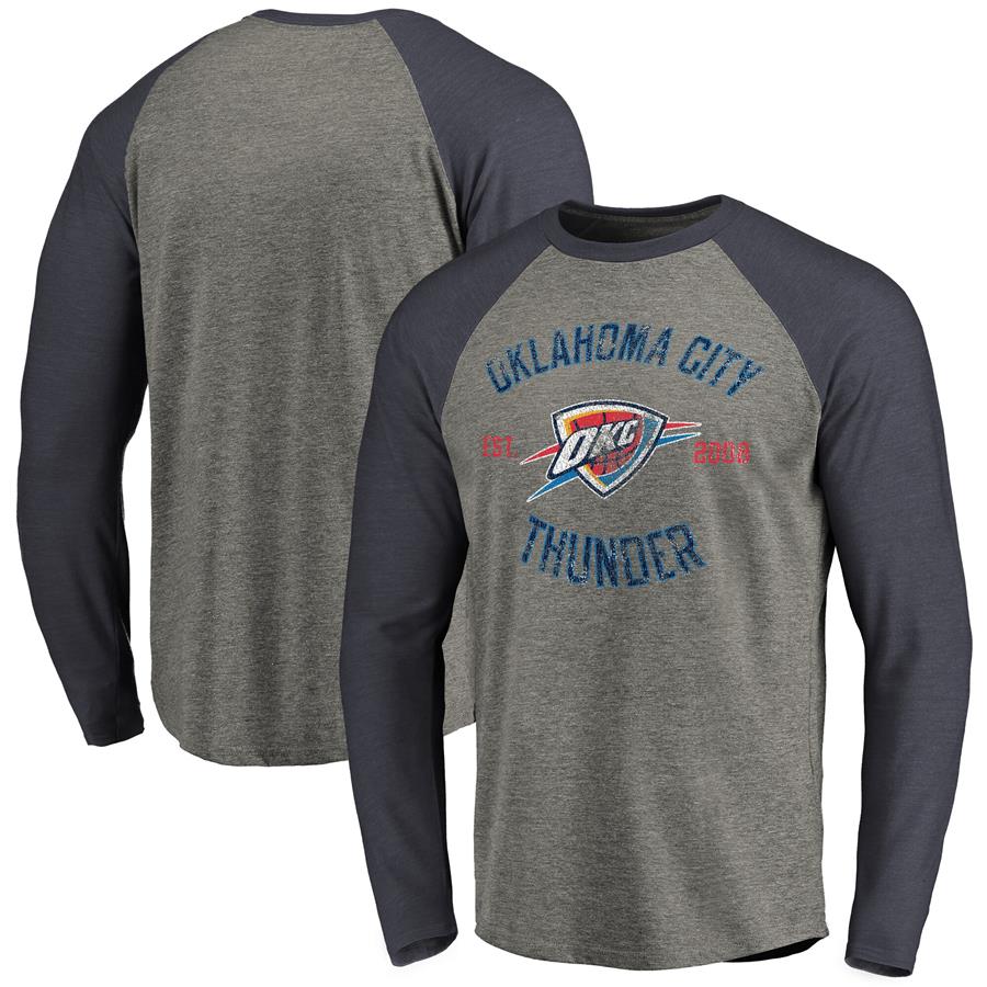 Oklahoma City Thunder Fanatics Branded Heritage Long Sleeve Raglan T-Shirt - Heathered Gray