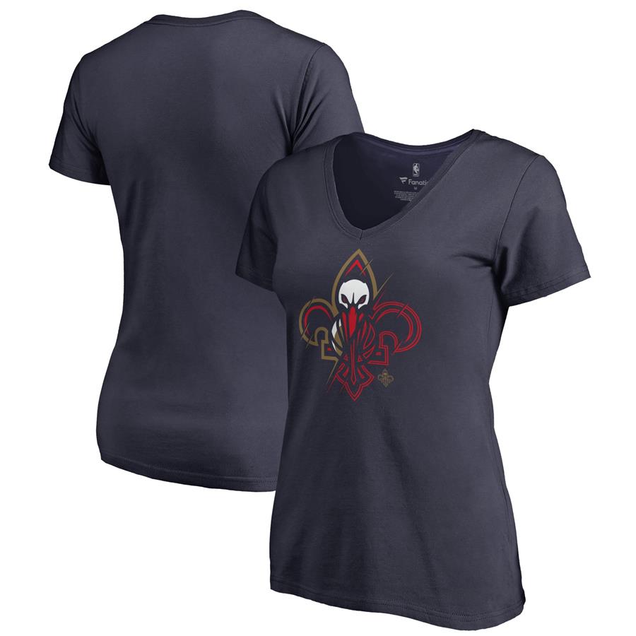 New Orleans Pelicans Fanatics Branded Women's X-Ray Slim Fit V-Neck T-Shirt - Navy