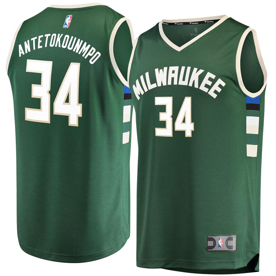 Antetokounmpo Milwaukee Bucks Fanatics Branded Fast Break Replica Player Jersey Green - Icon Edition