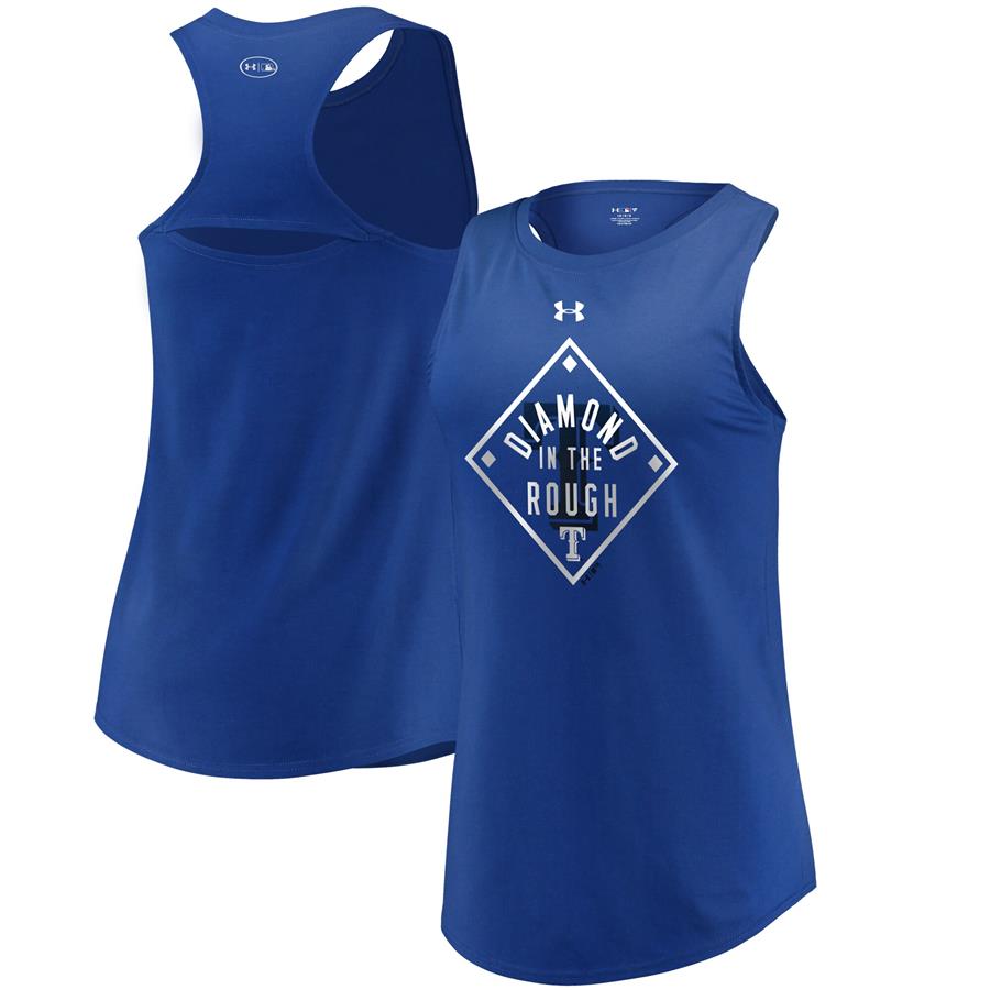 Texas Rangers Under Armour Women's Passion Diamond Tri-Blend Performance Tank Top - Royal