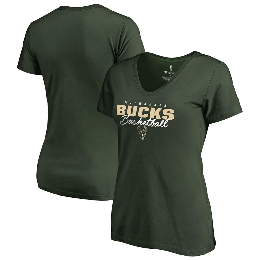 Milwaukee Bucks Fanatics Branded Women's Script Assist T-Shirt - Hunter Green