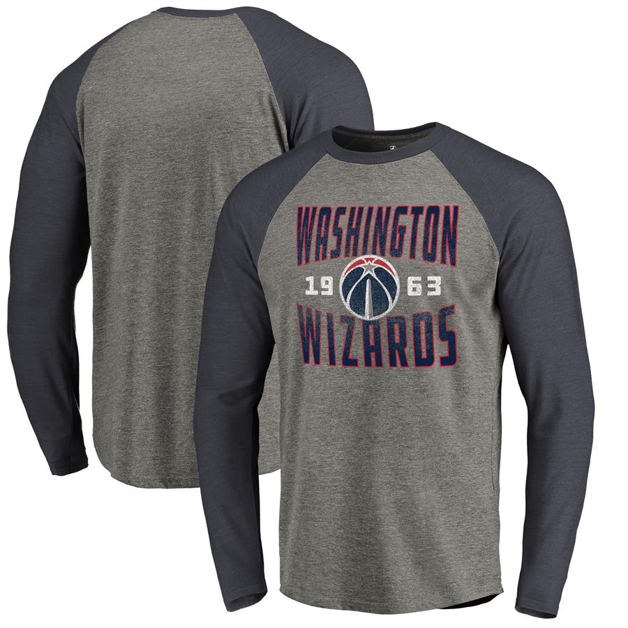 Washington Wizards Fanatics Branded Antique Stack Long Sleeve Tri-Blend Raglan T-Shirt - Ash