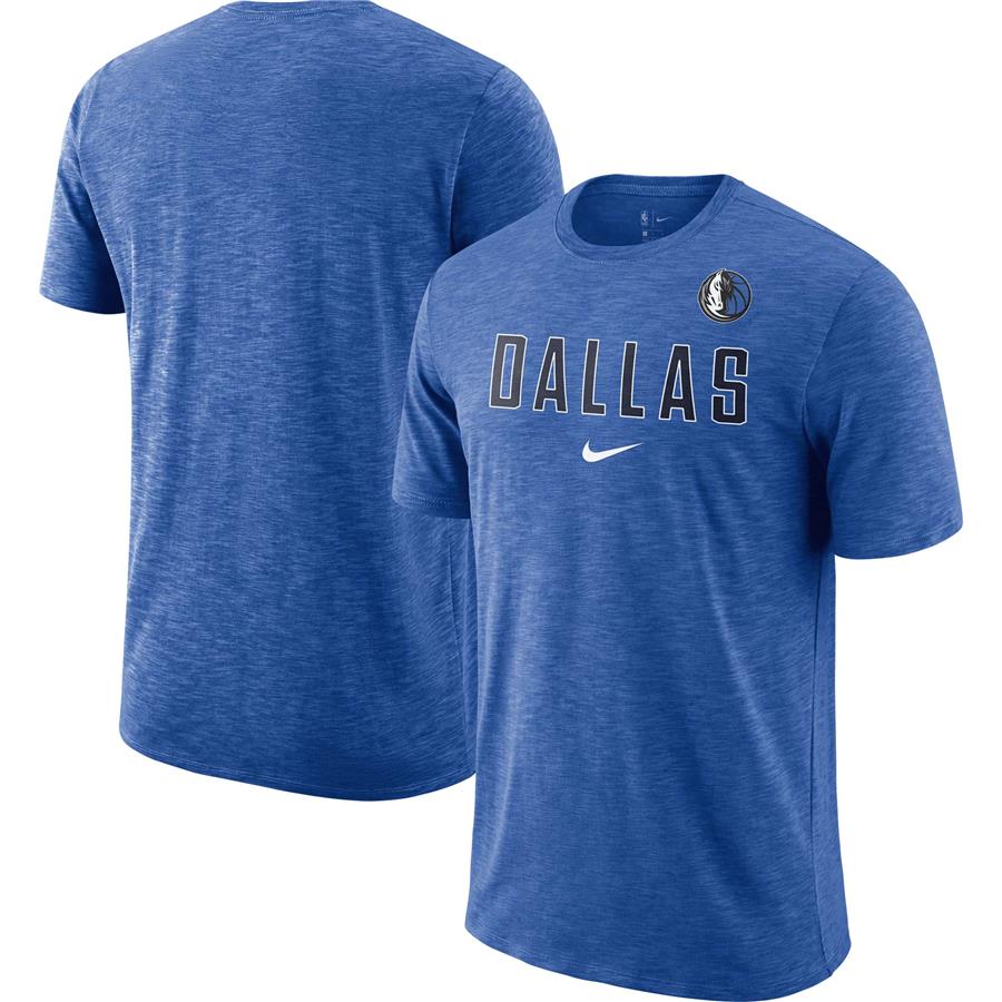 Dallas Mavericks Nike Essential Facility Slub Performance T-Shirt - Heathered Blue