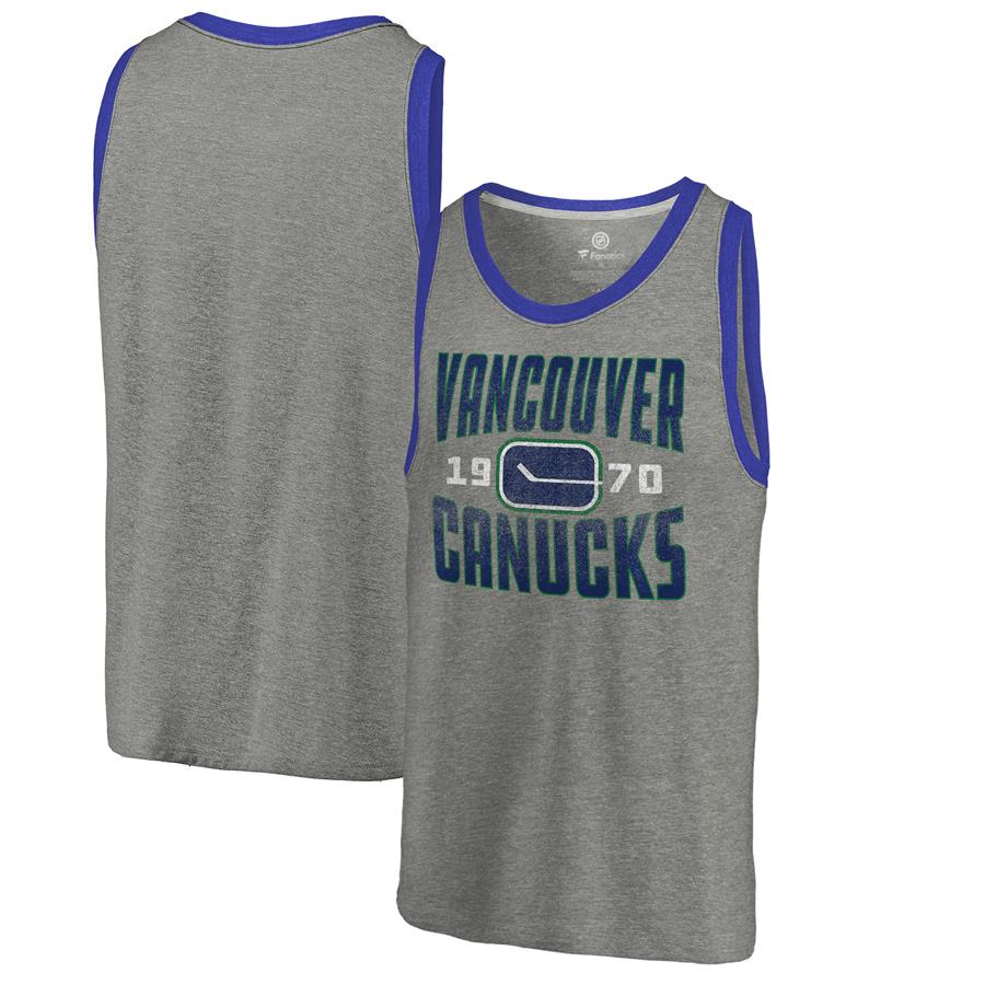 Vancouver Canucks Fanatics Branded Timeless Collection Antique Stack Tri-Blend Tank - Ash