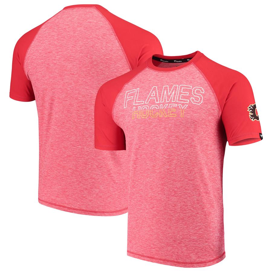 Calgary Flames Fanatics Branded Made 2 Move Raglan T-Shirt - Heathered Red