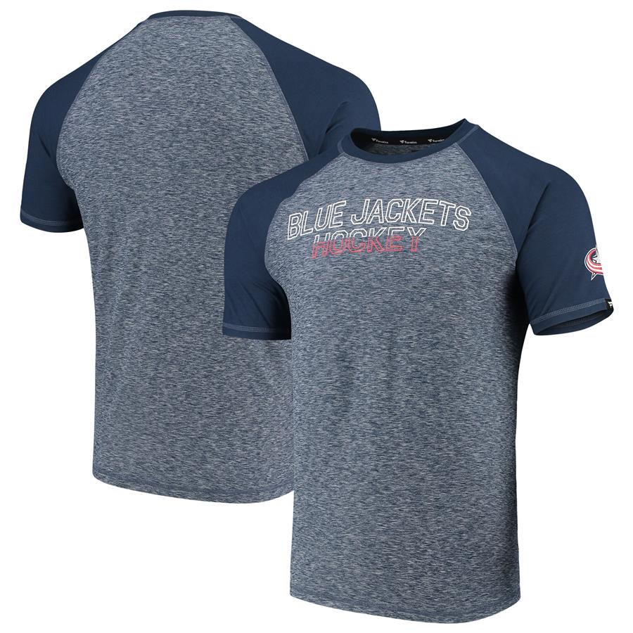 Columbus Blue Jackets Fanatics Branded Made 2 Move Raglan T-Shirt - Heathered Navy