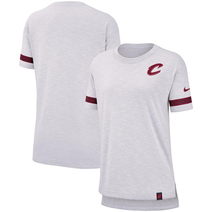 Cleveland Cavaliers Nike Women's Color Rush Sleeve Stripe Slub T-Shirt - Heathered Gray