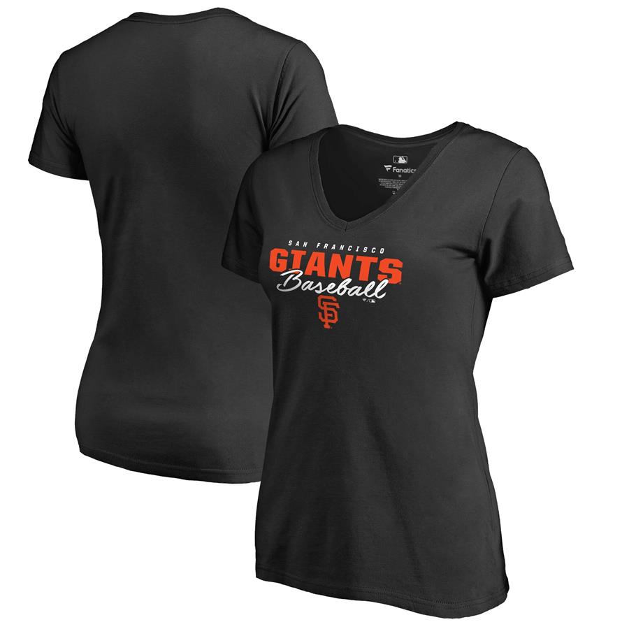 San Francisco Giants Fanatics Branded Women's Script Assist V-Neck T-Shirt - Black