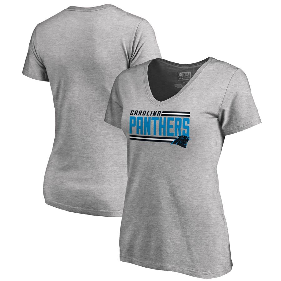 Carolina Panthers NFL Pro Line by Fanatics Branded Women's Iconic Collection On Side Stripe V-Neck T-Shirt - Ash