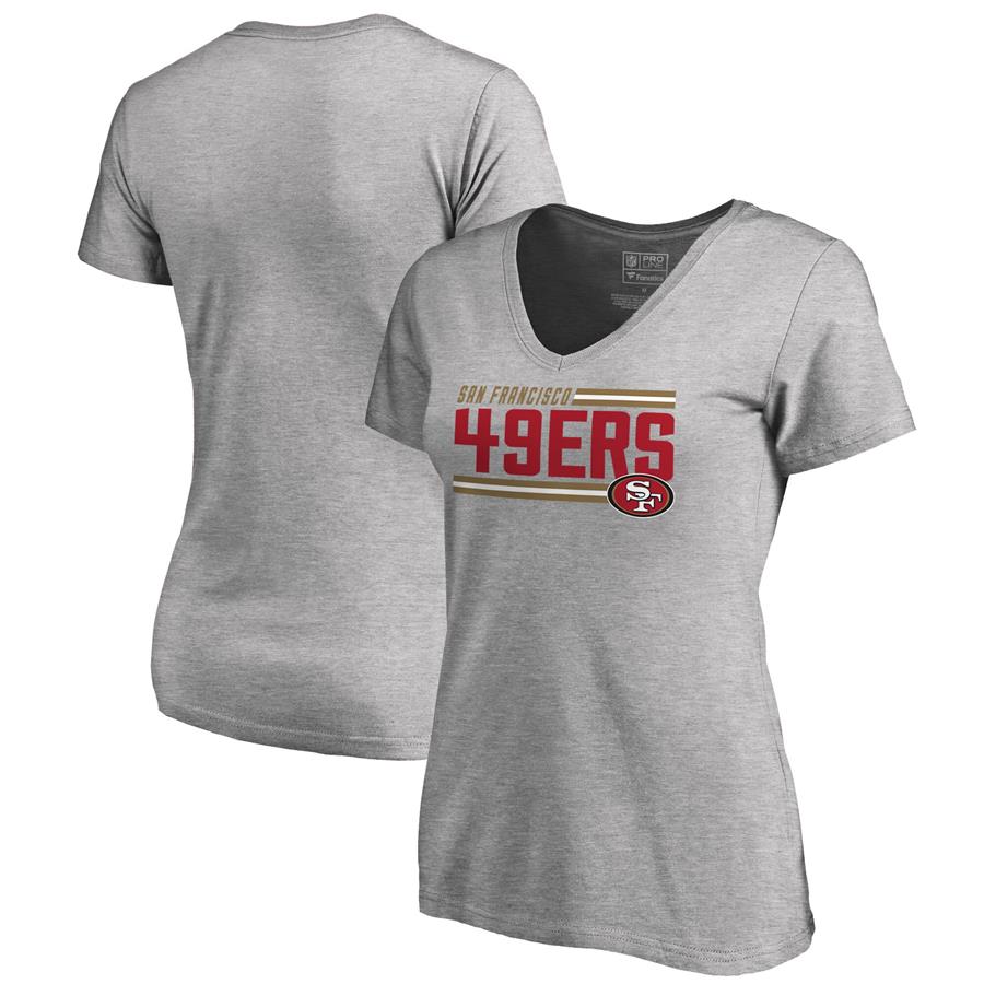 San Francisco 49ers NFL Pro Line by Fanatics Branded Women's Iconic Collection On Side Stripe V-Neck T-Shirt - Ash