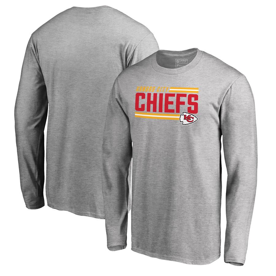 Kansas City Chiefs NFL Pro Line by Fanatics Branded Iconic Collection On Side Stripe Long Sleeve T-Shirt - Ash