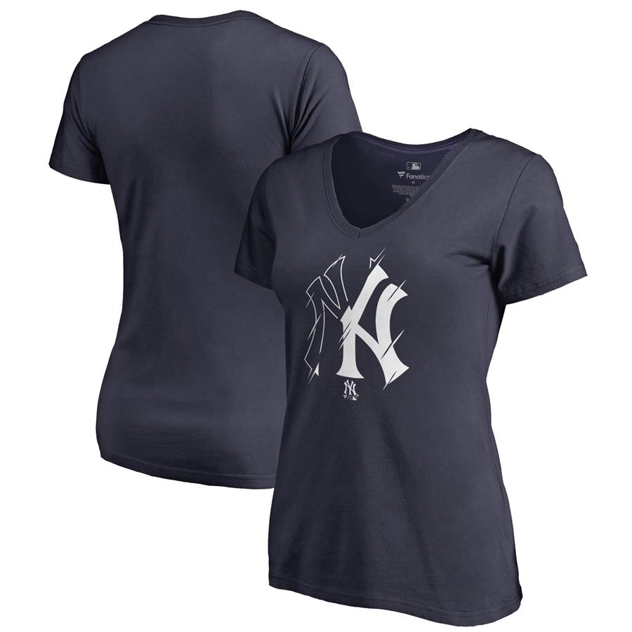 Женская футболка с V-вырезом New York Yankees Fanatics Branded X-Ray (тёмно-синий)