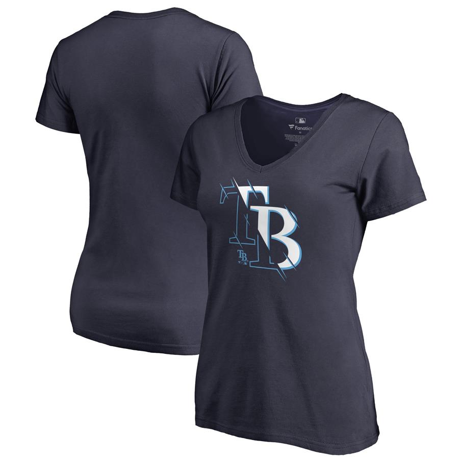 Женская футболка с V-вырезом Tampa Bay Rays Fanatics Branded X-Ray (тёмно-синий)