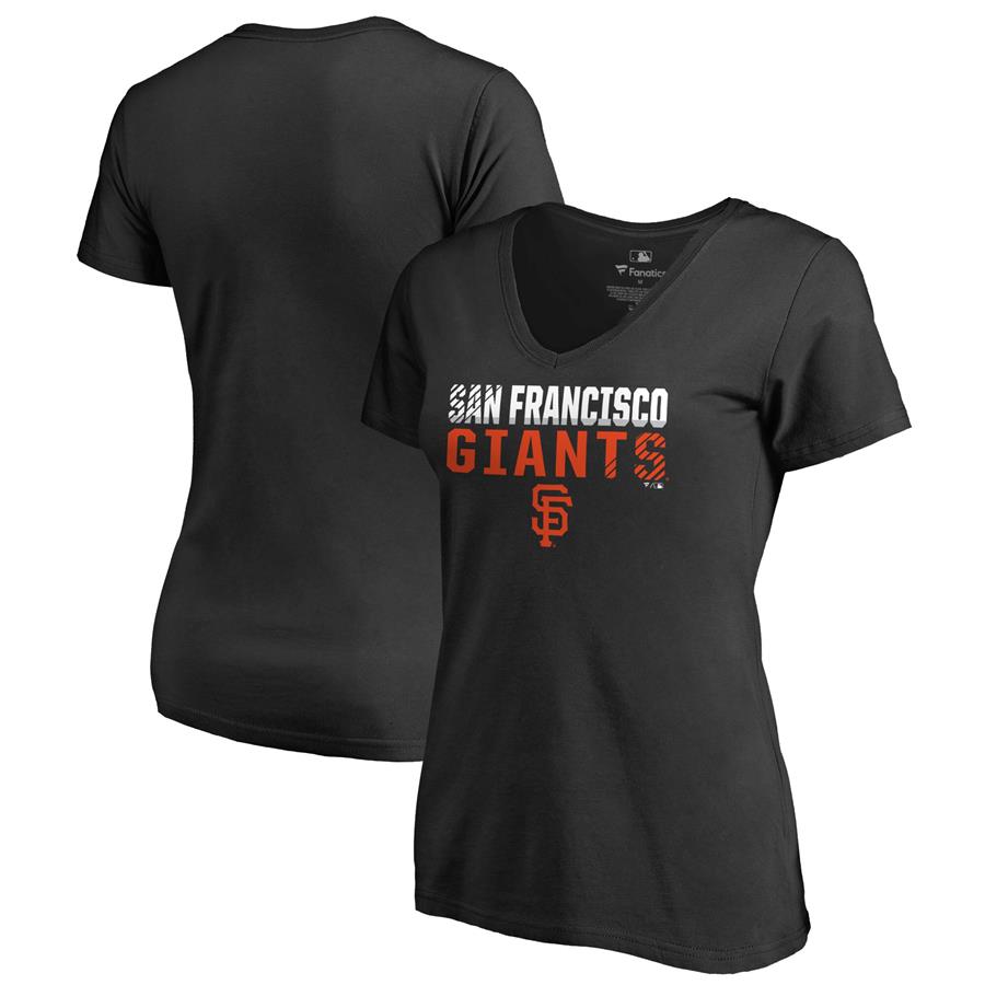 San Francisco Giants Fanatics Branded Women's Fade Out V-Neck T-Shirt - Black