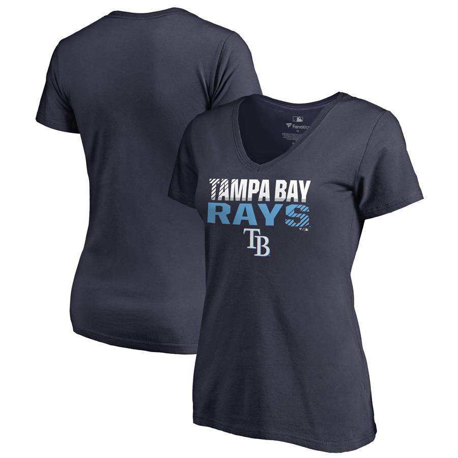 Tampa Bay Rays Fanatics Branded Women's Fade Out V-Neck T-Shirt - Navy