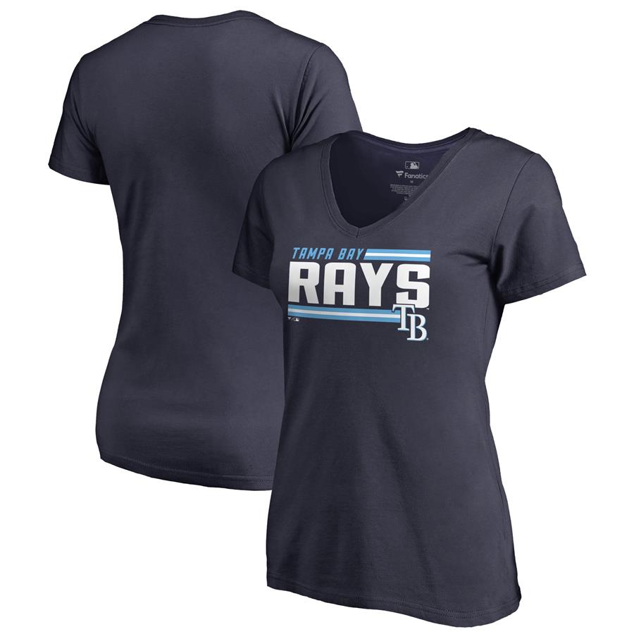 Женская футболка с V-вырезом Tampa Bay Rays Fanatics Branded Onside Stripe (тёмно-синий)
